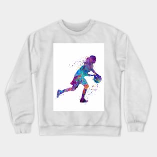Basketball Girl Colorful Watercolor Silhouette Crewneck Sweatshirt